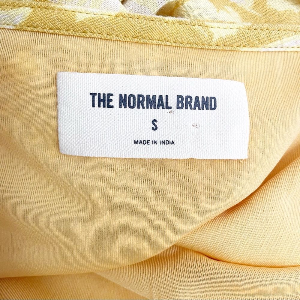 NWT The Normal Brand Ezra Crepe Deep V Button Thru Dress Yellow Size Small NEW - Picture 11 of 16